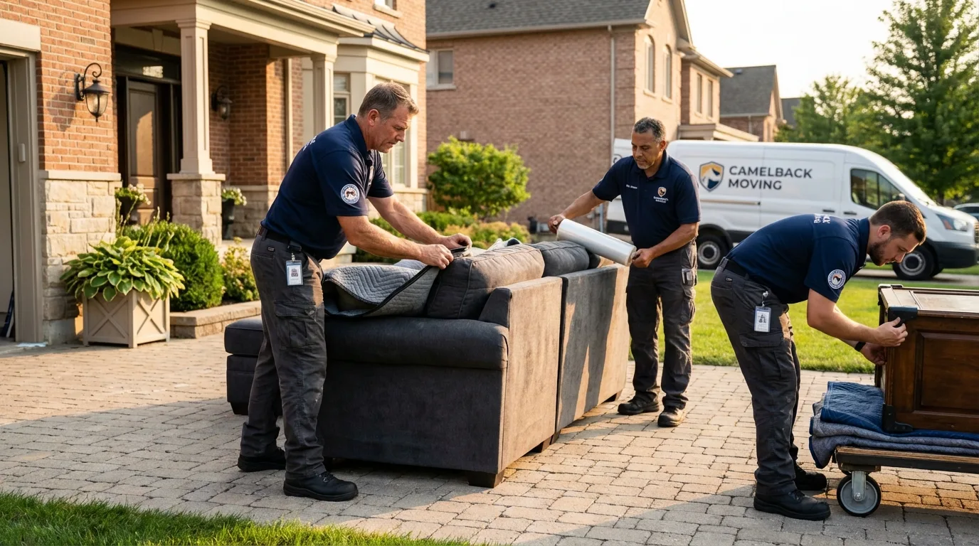 Large estate moving crew wrapping furniture in Seminole, OK