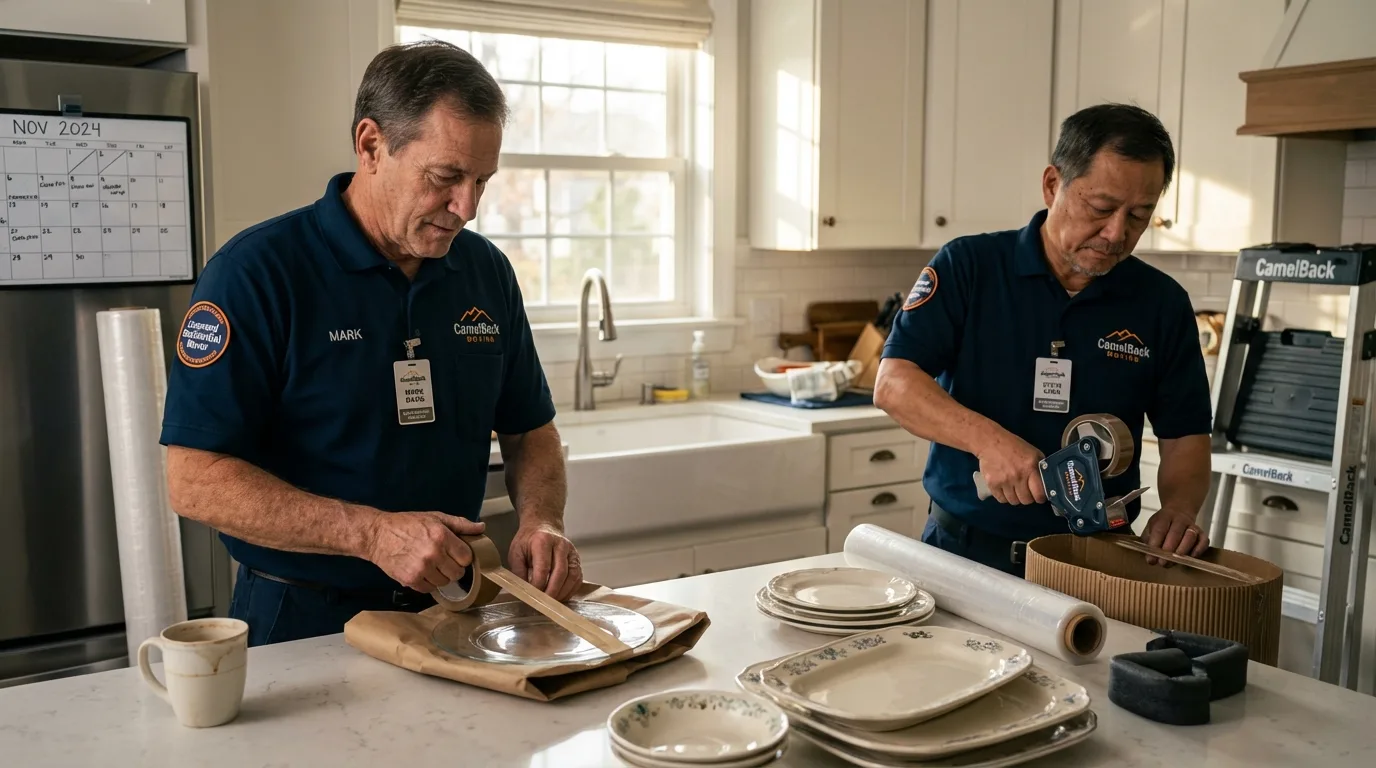 Professional crew packing kitchen dishware in Seminole, OK